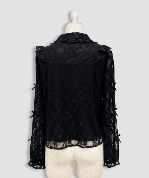 Honey Cinnamon(ハニーシナモン)の「袖リボンレースブラウス(シャツ/ブラウス・レディース・ホワイト/ブラック・FREE)」の8枚目の写真