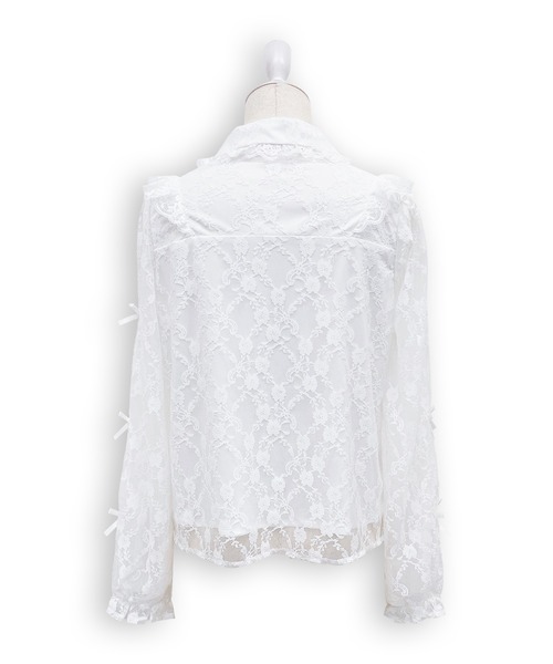 Honey Cinnamon（ハニーシナモン）の「袖リボンレースブラウス（シャツ/ブラウス・レディース・ブラック/ホワイト・FREE）」の10枚目の写真