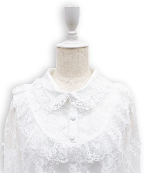 Honey Cinnamon（ハニーシナモン）の「袖リボンレースブラウス（シャツ/ブラウス・レディース・ブラック/ホワイト・FREE）」の9枚目の写真