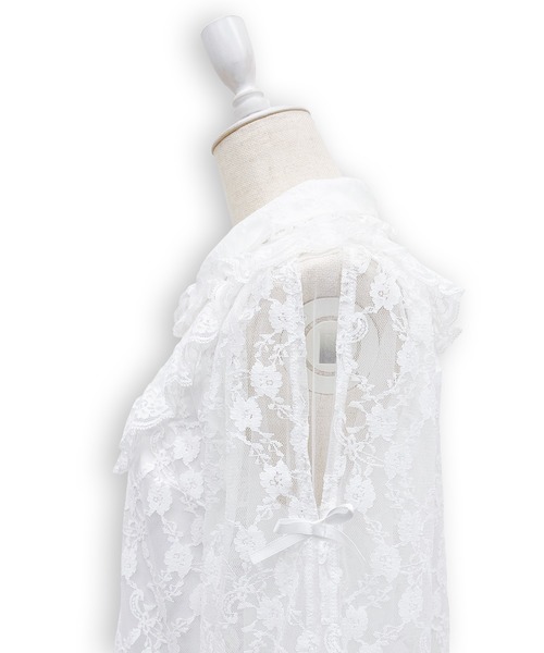 Honey Cinnamon（ハニーシナモン）の「袖リボンレースブラウス（シャツ/ブラウス・レディース・ブラック/ホワイト・FREE）」の8枚目の写真