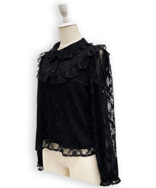 Honey Cinnamon（ハニーシナモン）の「袖リボンレースブラウス（シャツ/ブラウス・レディース・ブラック/ホワイト・FREE）」の16枚目の写真