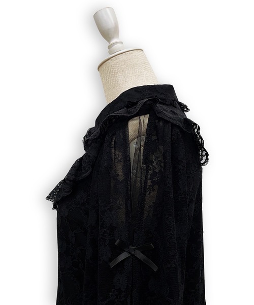 Honey Cinnamon（ハニーシナモン）の「袖リボンレースブラウス（シャツ/ブラウス・レディース・ブラック/ホワイト・FREE）」の13枚目の写真