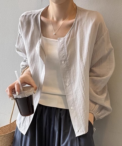 ジョーゼットリブガウン☆春夏カーディガン薄手☆冷房対策☆日焼け防止