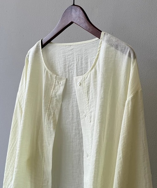 Beststore(ベストストア)の「ノーカラー 夏カーディガン シャツブラウス ショート 薄手 夏 UV対策 日焼け対策(カーディガン/ボレロ・レディース・ライトベージュ/ライトブルー/ホワイト/ライトグレー・FREE)」の17枚目の写真