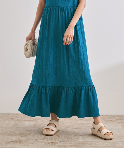 ROPE'(ロペ)の「【WEB・一部店舗限定】バックシャンティアードワンピース/洗える(ワンピース・レディース・ターコイズブルー/ブラック・FREE)」の17枚目の写真