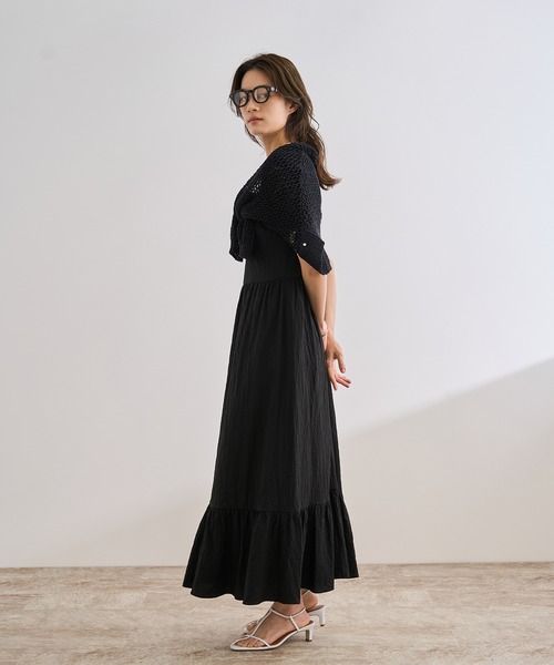 ROPE'(ロペ)の「【WEB・一部店舗限定】バックシャンティアードワンピース/洗える(ワンピース・レディース・ターコイズブルー/ブラック・FREE)」の19枚目の写真