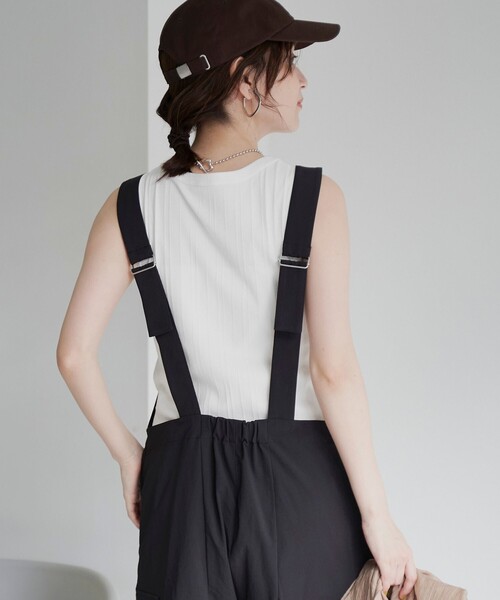 coen（コーエン）の「【UVカット / ストレッチ / 吸水速乾】マルチファンクション ジップサロペット（サロペット/オーバーオール・レディース・ベージュ/ブラック/オリーブ・L/M）」の9枚目の写真