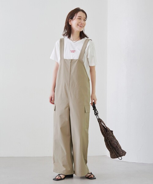coen（コーエン）の「【UVカット / ストレッチ / 吸水速乾】マルチファンクション ジップサロペット（サロペット/オーバーオール・レディース・ベージュ/ブラック/オリーブ・L/M）」の10枚目の写真