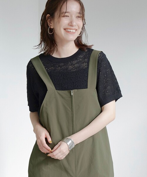 coen（コーエン）の「【UVカット / ストレッチ / 吸水速乾】マルチファンクション ジップサロペット（サロペット/オーバーオール・レディース・ベージュ/ブラック/オリーブ・L/M）」の21枚目の写真