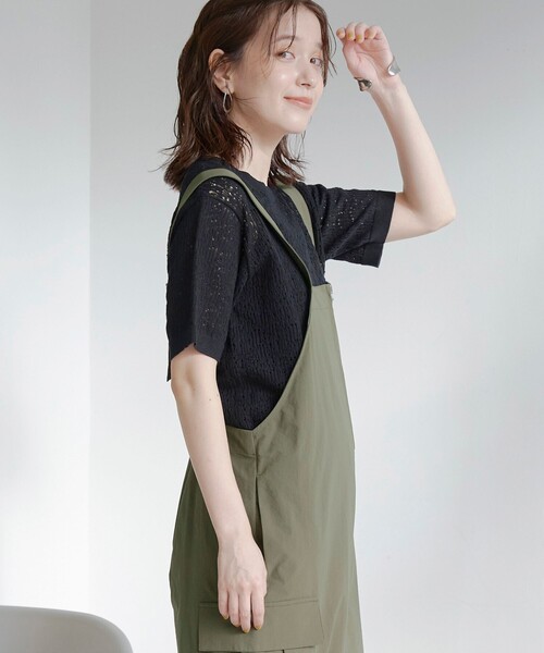 coen（コーエン）の「【UVカット / ストレッチ / 吸水速乾】マルチファンクション ジップサロペット（サロペット/オーバーオール・レディース・ベージュ/ブラック/オリーブ・L/M）」の22枚目の写真