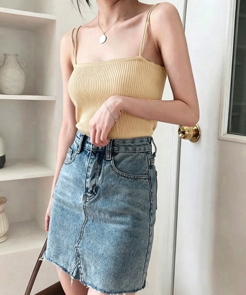 Miniministore(ミニミニストア)の「リブニットキャミソール ダブルストラップ(キャミソール・レディース・グリーン/ホワイト/ベージュ/パープル/ブラック/ブルー/フューシャピンク・FREE)」の18枚目の写真