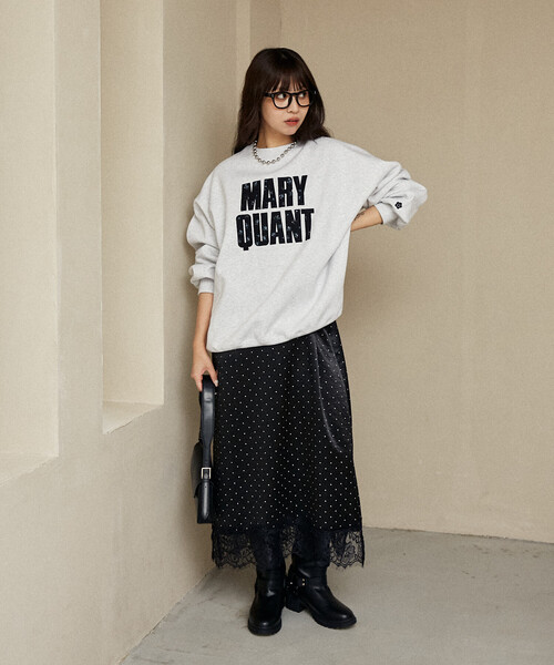 PUBLUX（パブリュクス）の「MARY QUANT × PUBLUX/マリークワント ワンポイント刺繍 裾レース サテン キャミワンピース　限定展開（ワンピース・レディース・ブラック/チャコールグレー/ホワイト・ﾌﾘ-）」の13枚目の写真