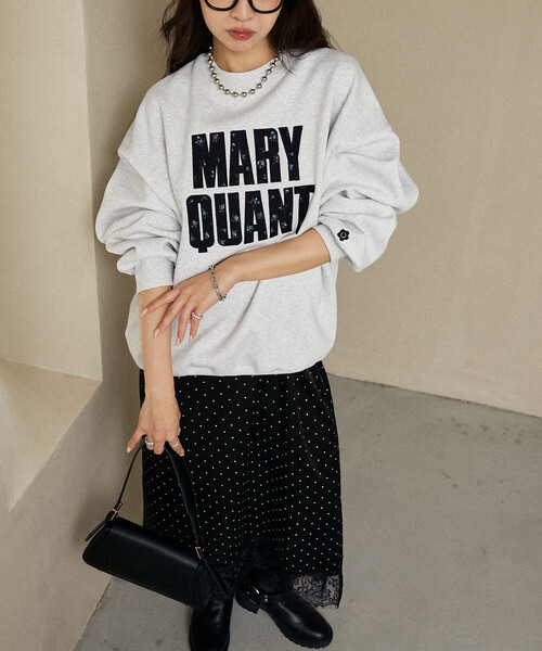 PUBLUX（パブリュクス）の「MARY QUANT × PUBLUX/マリークワント ワンポイント刺繍 裾レース サテン キャミワンピース　限定展開（ワンピース・レディース・ブラック/チャコールグレー/ホワイト・ﾌﾘ-）」の14枚目の写真