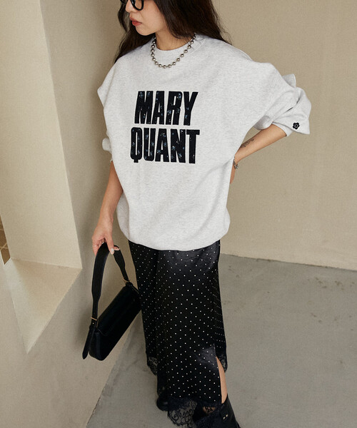 PUBLUX（パブリュクス）の「MARY QUANT × PUBLUX/マリークワント ワンポイント刺繍 裾レース サテン キャミワンピース　限定展開（ワンピース・レディース・ブラック/チャコールグレー/ホワイト・ﾌﾘ-）」の15枚目の写真