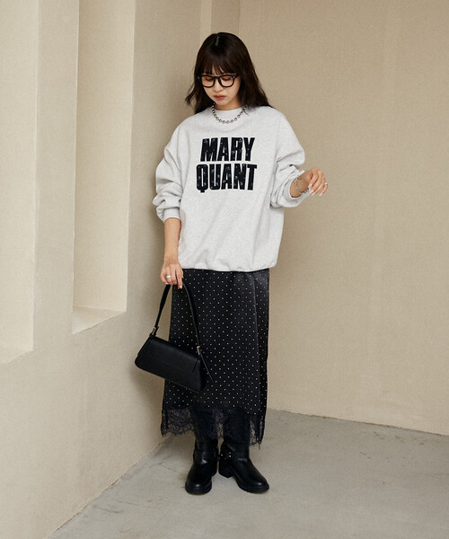 PUBLUX（パブリュクス）の「MARY QUANT × PUBLUX/マリークワント ワンポイント刺繍 裾レース サテン キャミワンピース　限定展開（ワンピース・レディース・ブラック/チャコールグレー/ホワイト・ﾌﾘ-）」の17枚目の写真