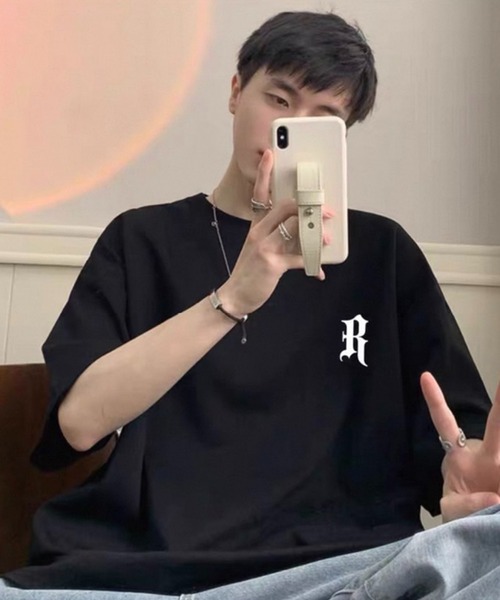 THE HITSS(ヒッツ)の「オールドイングリッシュ ロゴプリント オーバーサイズ Tシャツ バックプリントTシャツ(Tシャツ/カットソー・メンズ・ブラウン/ネイビー/ブラック・FREE)」の5枚目の写真