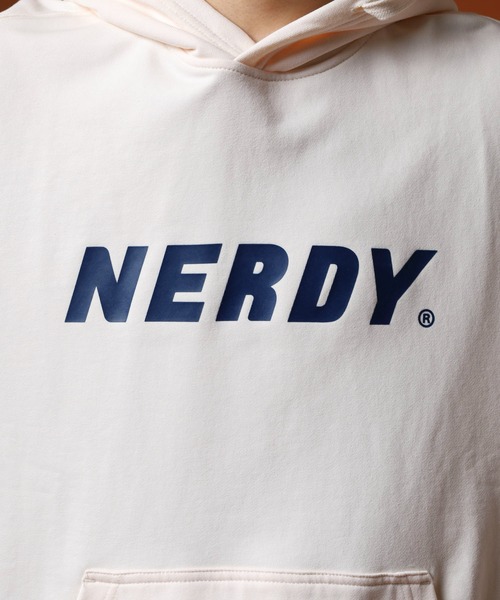 NERDY(ノルディ)の「ビッグロゴプルオーバーフーディ(パーカー・メンズ・ホワイト/ブラック/ライトパープル/ピンク・M/S/L)」の9枚目の写真