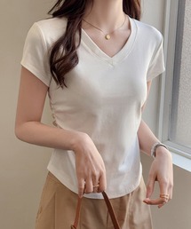 着痩せ見えベーシックトップス　Vネック