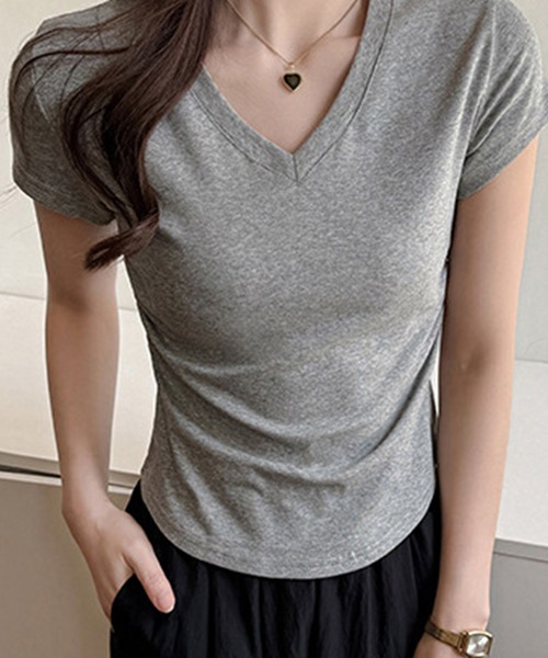by LEGNA（バイレグナ）の「着痩せ見えベーシックトップス　Vネック（Tシャツ/カットソー・レディース・ブラック/グレー/ホワイト/グレイッシュベージュ/チャコール・MEDIUM/SMALL/LARGE/X-LARGE）」の16枚目の写真