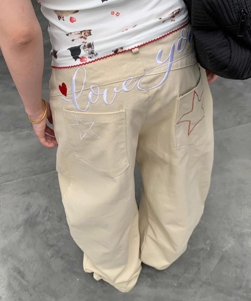 SHEENA(シーナ)の「バック刺繍ロゴカーブチノワイドパンツ(デニムパンツ・レディース・ベージュ・L/M/S)」の4枚目の写真
