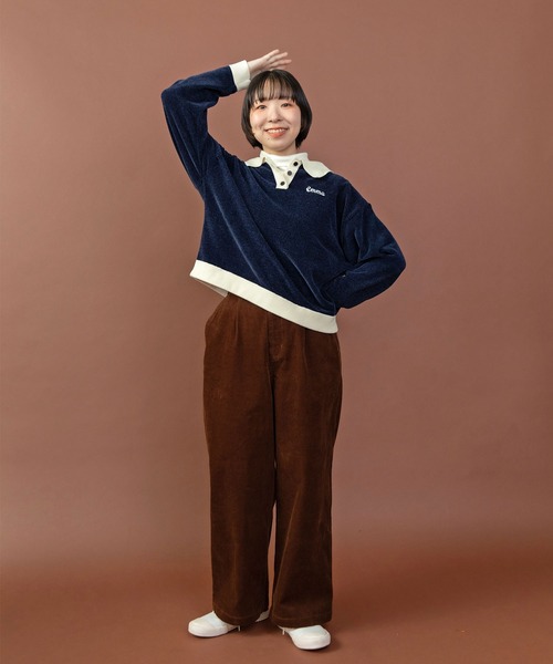 PAR ICI（パーリッシィ）の「emma チェーン刺繍 カレッジポロプルオーバー（ポロシャツ・レディース・ネイビー/オレンジ/カーキ・FREE）」の17枚目の写真