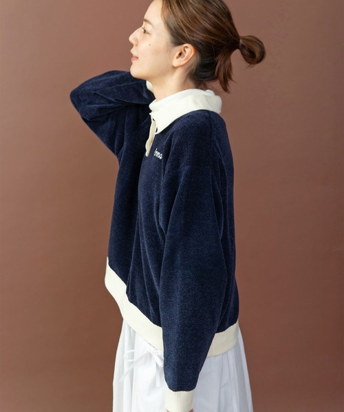 PAR ICI（パーリッシィ）の「emma チェーン刺繍 カレッジポロプルオーバー（ポロシャツ・レディース・ネイビー/オレンジ/カーキ・FREE）」の9枚目の写真