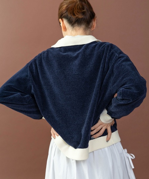 PAR ICI（パーリッシィ）の「emma チェーン刺繍 カレッジポロプルオーバー（ポロシャツ・レディース・ネイビー/オレンジ/カーキ・FREE）」の10枚目の写真