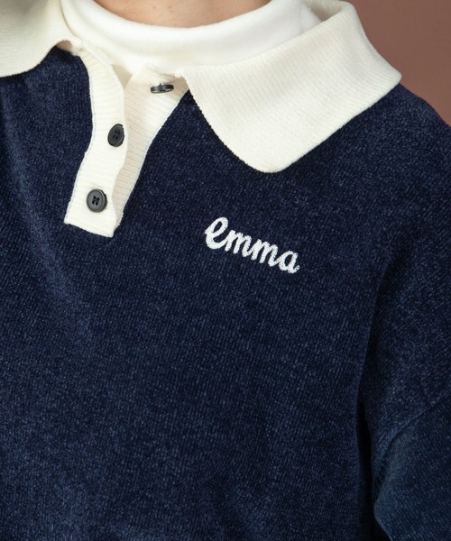 PAR ICI（パーリッシィ）の「emma チェーン刺繍 カレッジポロプルオーバー（ポロシャツ・レディース・ネイビー/オレンジ/カーキ・FREE）」の13枚目の写真