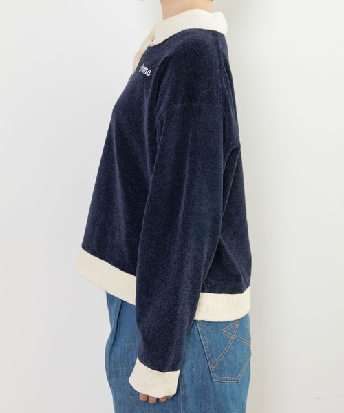 PAR ICI（パーリッシィ）の「emma チェーン刺繍 カレッジポロプルオーバー（ポロシャツ・レディース・ネイビー/オレンジ/カーキ・FREE）」の21枚目の写真