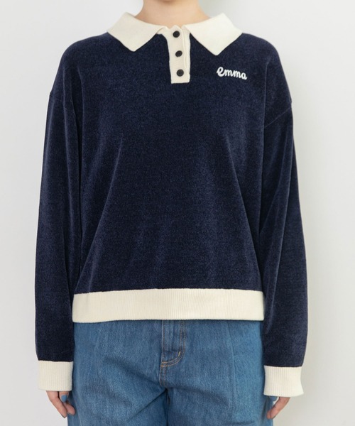 PAR ICI（パーリッシィ）の「emma チェーン刺繍 カレッジポロプルオーバー（ポロシャツ・レディース・ネイビー/オレンジ/カーキ・FREE）」の20枚目の写真