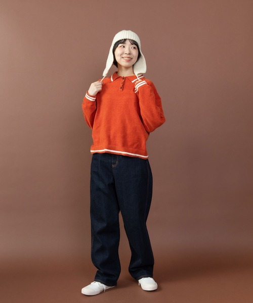 PAR ICI（パーリッシィ）の「emma チェーン刺繍 カレッジポロプルオーバー（ポロシャツ・レディース・ネイビー/オレンジ/カーキ・FREE）」の7枚目の写真