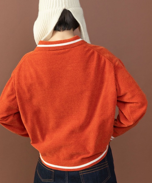 PAR ICI（パーリッシィ）の「emma チェーン刺繍 カレッジポロプルオーバー（ポロシャツ・レディース・ネイビー/オレンジ/カーキ・FREE）」の5枚目の写真