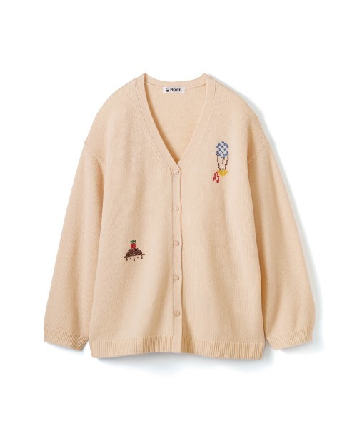 STUDIO PICONE(スタジオピッコーネ)の「ウール100%ピクセル刺繍ニットカーディガン(カーディガン/ボレロ・レディース・レッド/ベージュ/ブラック・M/L)」の3枚目の写真
