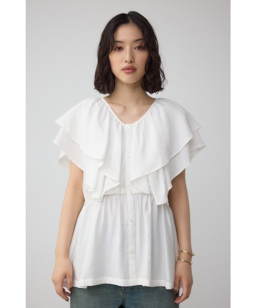 AZUL by moussy(アズールバイマウジー)の「ラッフルペプラムブラウス(シャツ/ブラウス・レディース・ブラック/アイボリー・FREE)」の14枚目の写真