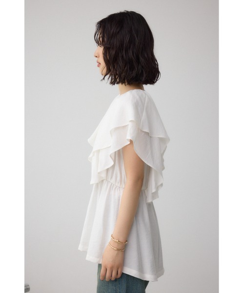 AZUL by moussy(アズールバイマウジー)の「ラッフルペプラムブラウス(シャツ/ブラウス・レディース・ブラック/アイボリー・FREE)」の15枚目の写真