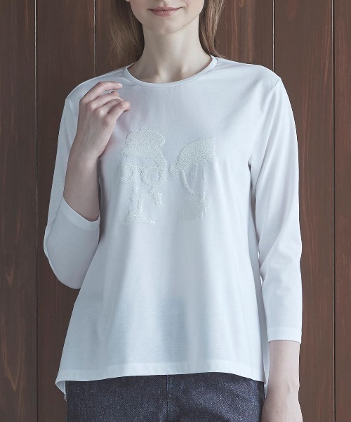 STUDIO PICONE(スタジオピッコーネ)の「スパンコールイレギュラーヘムプルオーバー(Tシャツ/カットソー・レディース・ブラウン/ブラック/ホワイト・M/L/LL)」の2枚目の写真