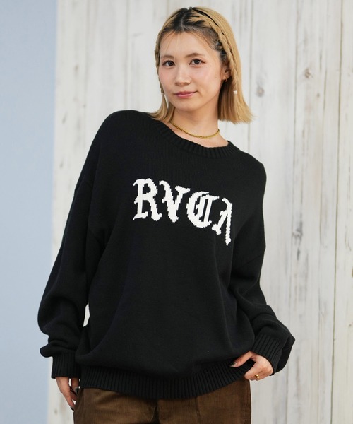RVCA(ルーカ)の「RVCA/ルーカ BIG RVCA KNIT セーター BF044-650(ニット/セーター・レディース・ブラック/ホワイト・L/M)」の2枚目の写真