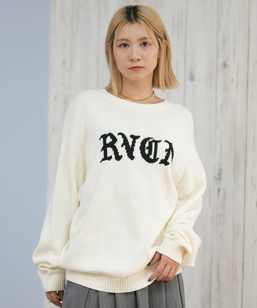 RVCA(ルーカ)の「RVCA/ルーカ BIG RVCA KNIT セーター BF044-650(ニット/セーター・レディース・ブラック/ホワイト・L/M)」の3枚目の写真