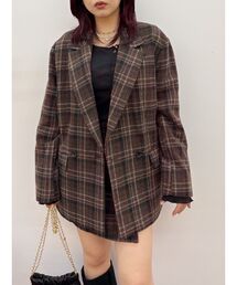 ジャケットセットアップ ダブル ブラウンチェック ダブルジャケット セットアップ チェック」に該当するファッション通販