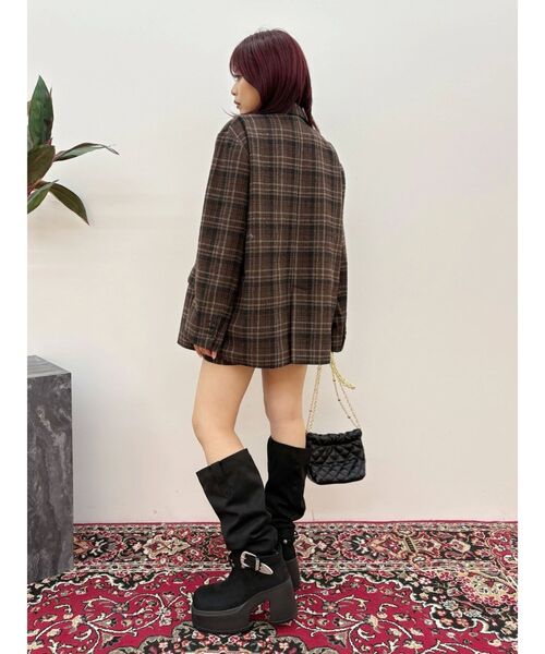 EVRIS（エヴリス）の「チェックルーズジャケット【セットアップ着用可能】（テーラードジャケット・レディース・ブラウン/グレー・FREE）」の20枚目の写真