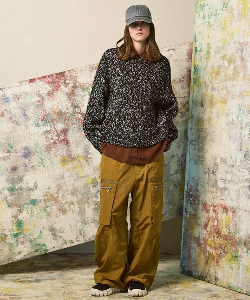 MAISON SPECIAL(メゾンスペシャル)の「《UNISEX》Tape Yarn Mix Hand Knitting Prime-Over Crew Neck Knit Pullover/テープヤーンミックスハンドニットプライムオーバークルーネックニットプルオーバー【MAISON SPECIAL/メゾンスペシャル】(ニット/セーター・メンズ・ブラック/グレー/オレンジ・1/2)」の8枚目の写真