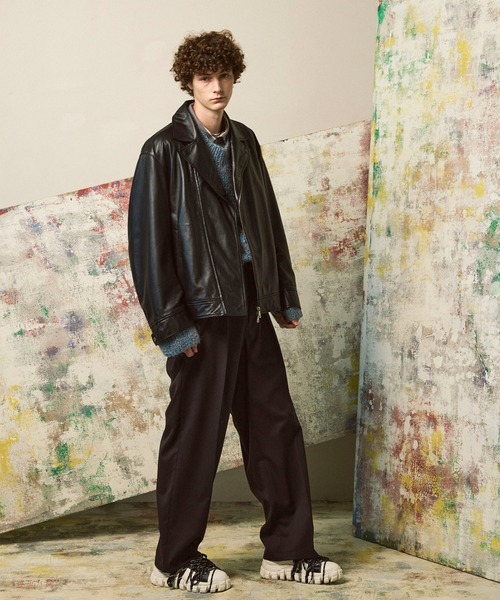 UNISEX》Tape Yarn Mix Hand Knitting Prime-Over Crew Neck Knit