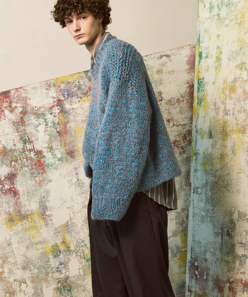 MAISON SPECIAL(メゾンスペシャル)の「《UNISEX》Tape Yarn Mix Hand Knitting Prime-Over Crew Neck Knit Pullover/テープヤーンミックスハンドニットプライムオーバークルーネックニットプルオーバー【MAISON SPECIAL/メゾンスペシャル】(ニット/セーター・メンズ・ブラック/グレー/オレンジ・1/2)」の11枚目の写真