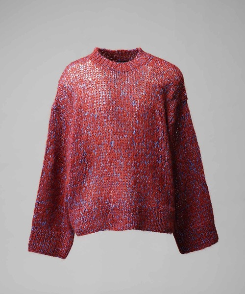 UNISEX》Tape Yarn Mix Hand Knitting Prime-Over Crew Neck Knit