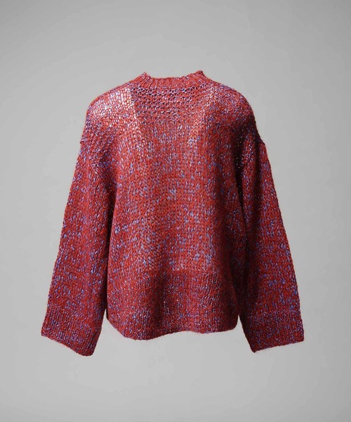 UNISEX》Tape Yarn Mix Hand Knitting Prime-Over Crew Neck Knit