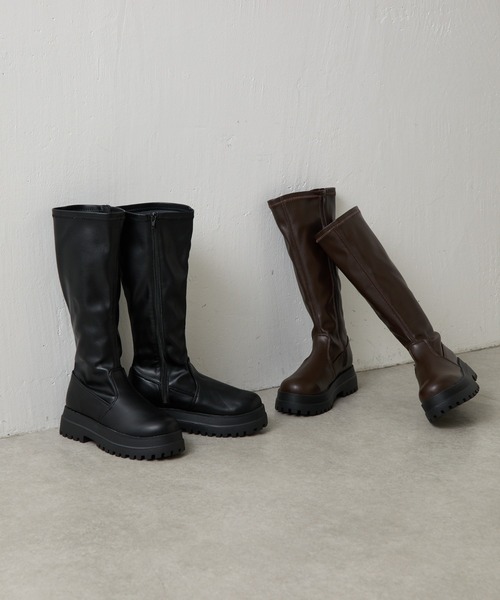 COLONY 2139（コロニートゥーワンスリーナイン）の「厚底ストレッチブーツ（ブーツ・レディース・ブラウン/ブラック・MEDIUM/LARGE）」の3枚目の写真