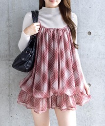 clear | シアーチェック柄バルーンチュニック［韓国ファッション カジュアル］≪AW新作≫(チュニック)