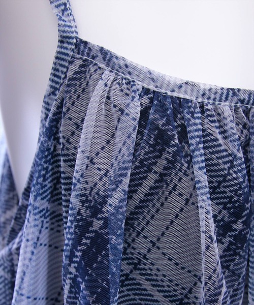 clear（クリア）の「シアーチェック柄バルーンチュニック［韓国ファッション カジュアル］（チュニック・レディース・ブラウン/レッド/ブルー・F）」の19枚目の写真