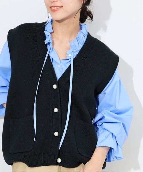 SLOBE IENA（スローブイエナ）の「パールニットベスト（ベスト・レディース・チャコールグレー/ブラック・FREE）」の9枚目の写真