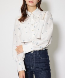 チェーンデザインシャーリングブラウス 秋服 冬服